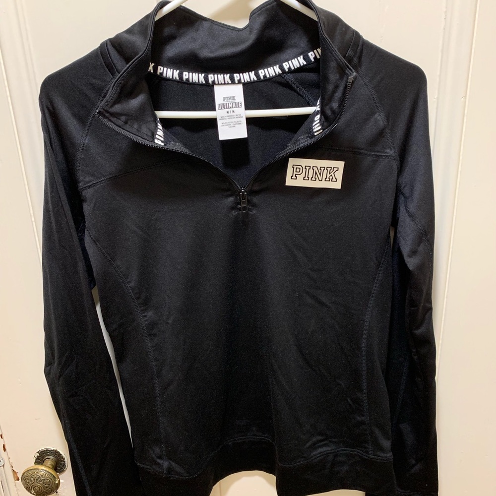 VS PINK Logo Black Half Zip